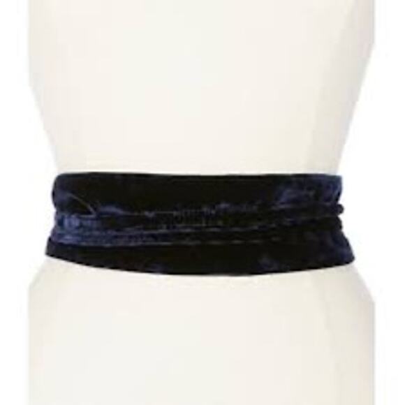 Eileen Fisher Velvet Wrap Belt Navy Blue Silk Blend Tie Waist Sash NWT SzM $78 main image 6